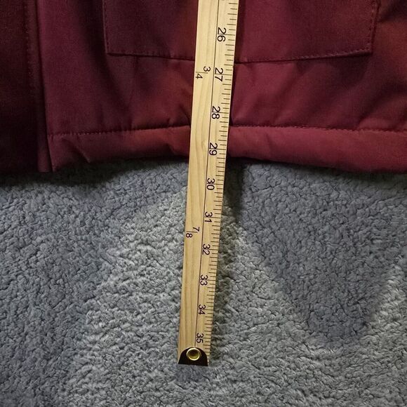 LEDUNTINO “Find Your Own Way” Red Faux Fur Hood Winter Coat Mens Sz XL Layering - Picture 14 of 16